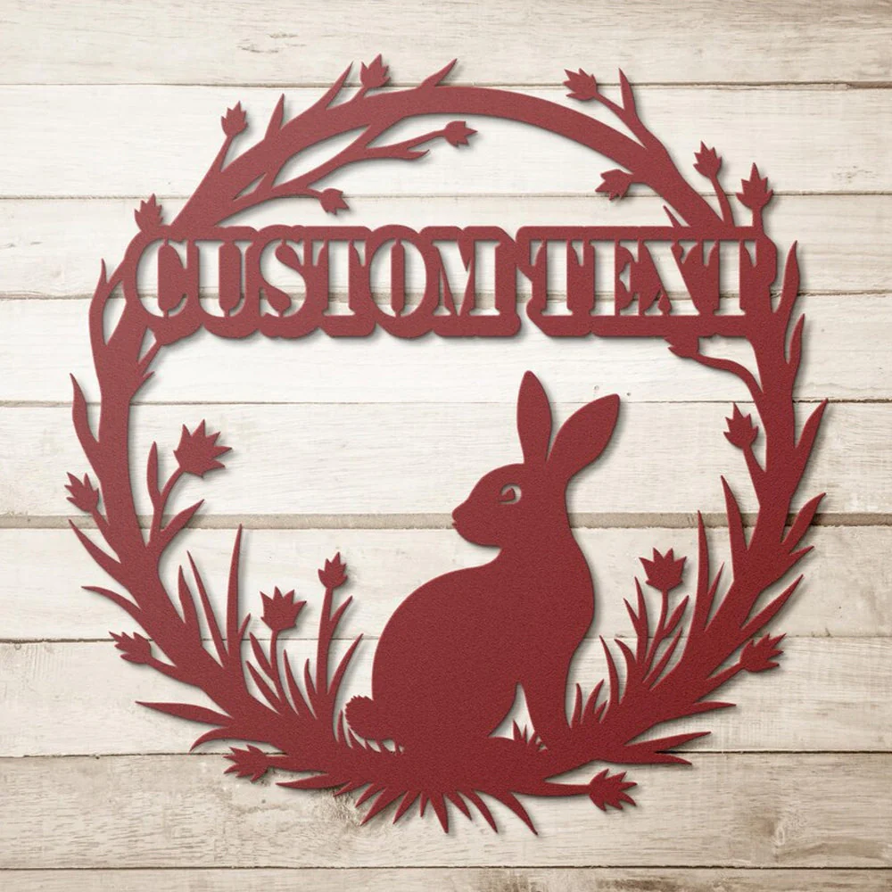 Couronne de Lapin de Pùques avec Texte Personnalisé Plaque en Métal Décoratif Mural - Image 6