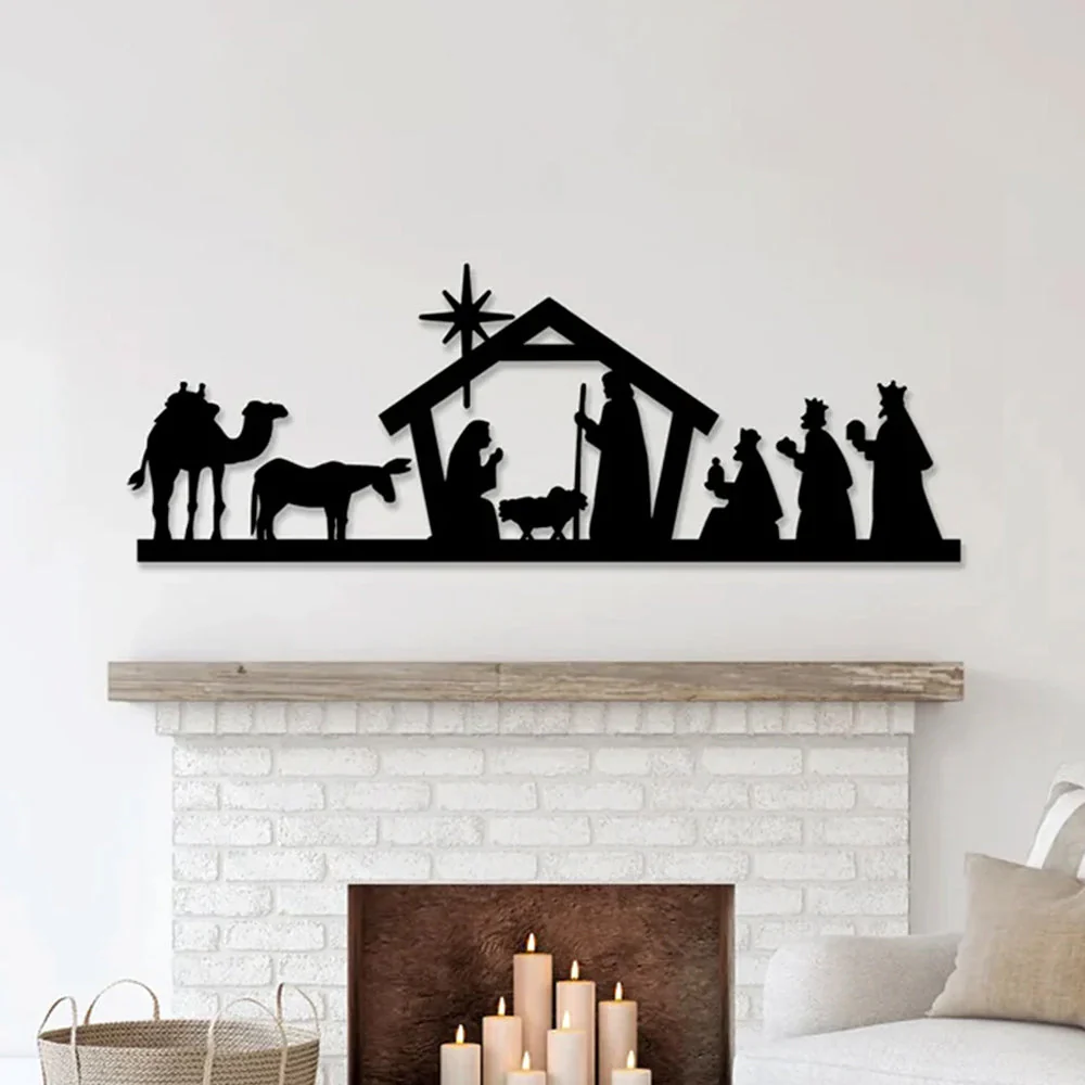 CrÚche de Noël Plaque en Métal Décoratif Mural