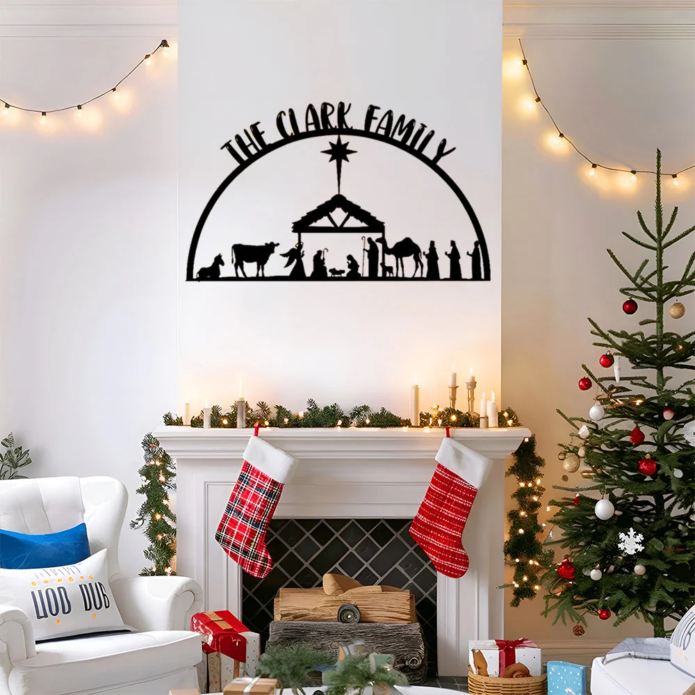 CrÚche de Noël Plaque en Métal Décoratif Mural