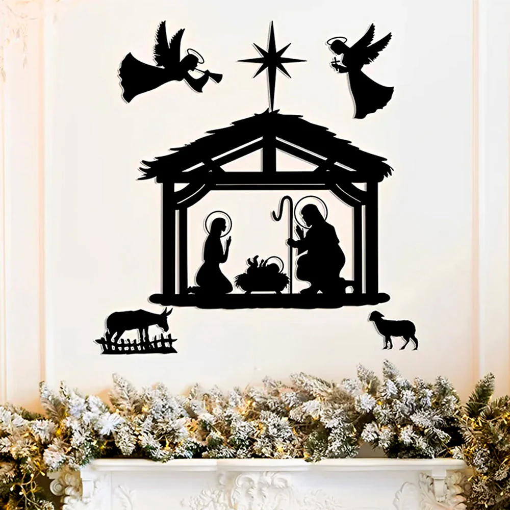 Crèche de Noël Plaque en Métal