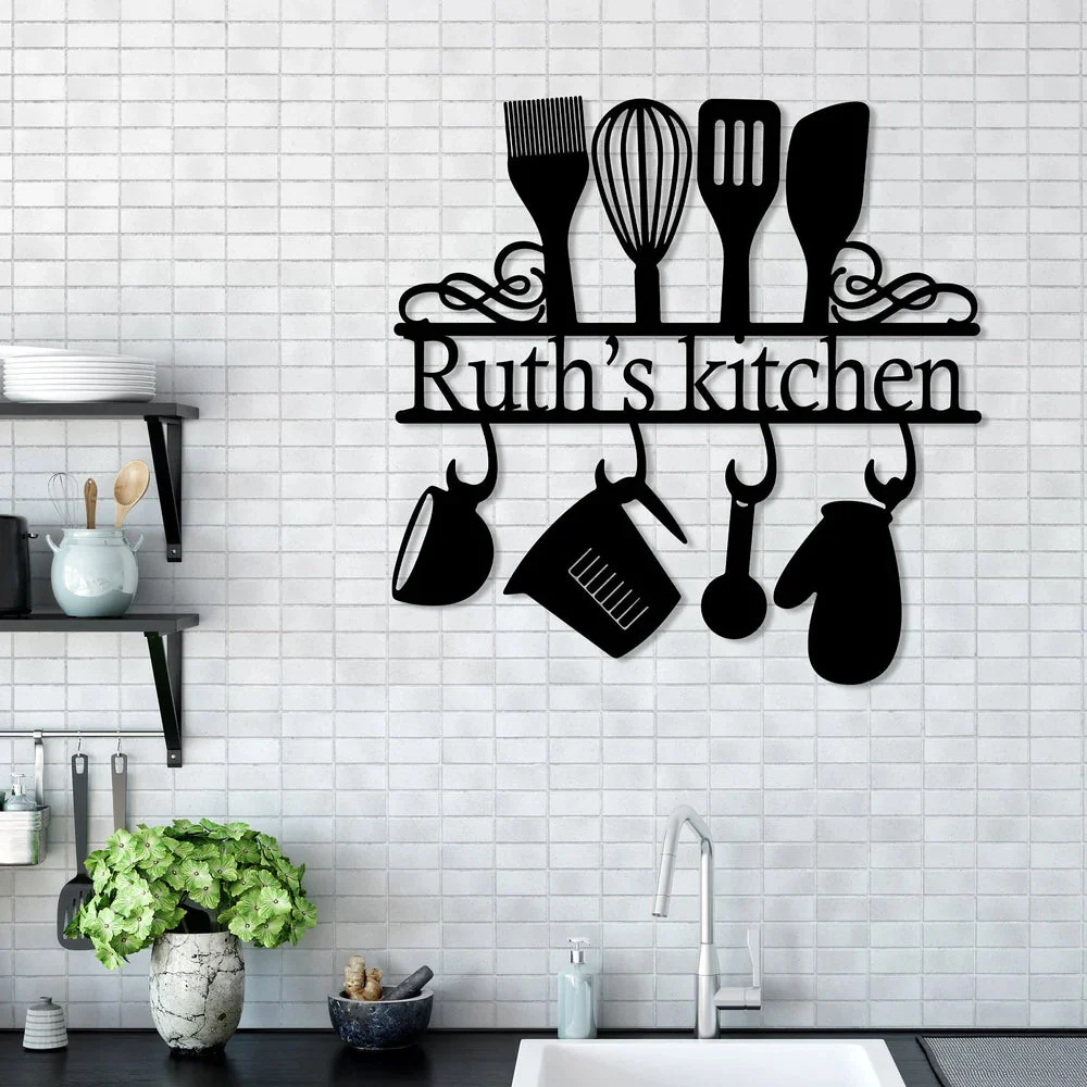 Cuisine Pendaison de Crémaillère Plaque Personnalisée en Métal Décoratif Mural