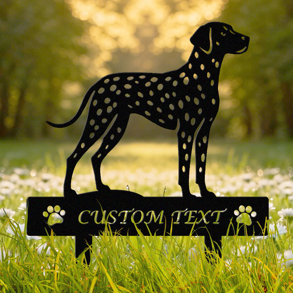 Dalmatien Silhouette de Chien Personnalisée Piquet de Jardin en Métal