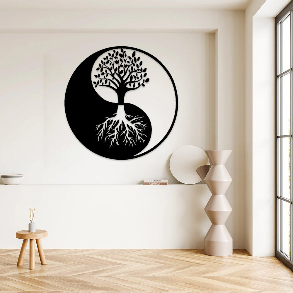 Décoration Yin Yang en Métal Arbre de la Vie Métal Décoratif Mural - Image 4