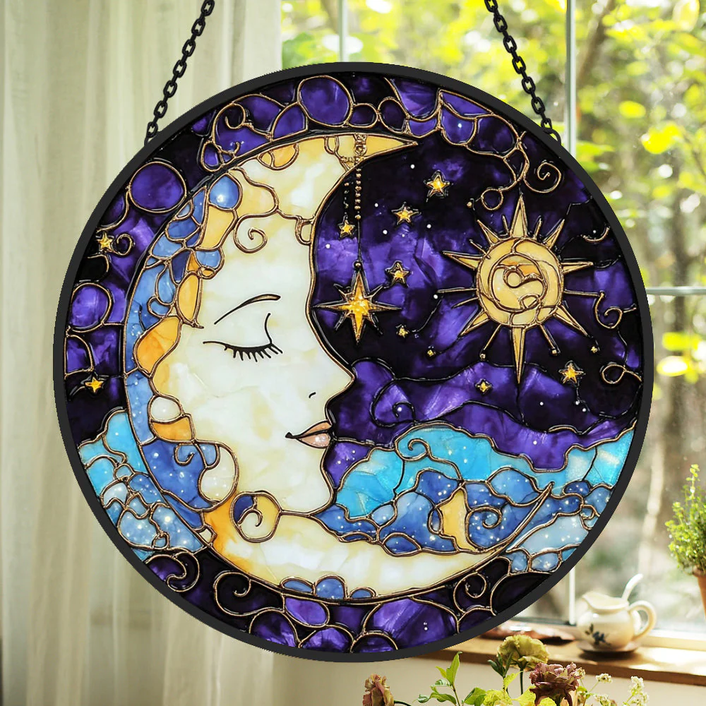 Déesse de la Lune Attrape-Soleil Décoratif en Vitrail à Suspendre - Image 2