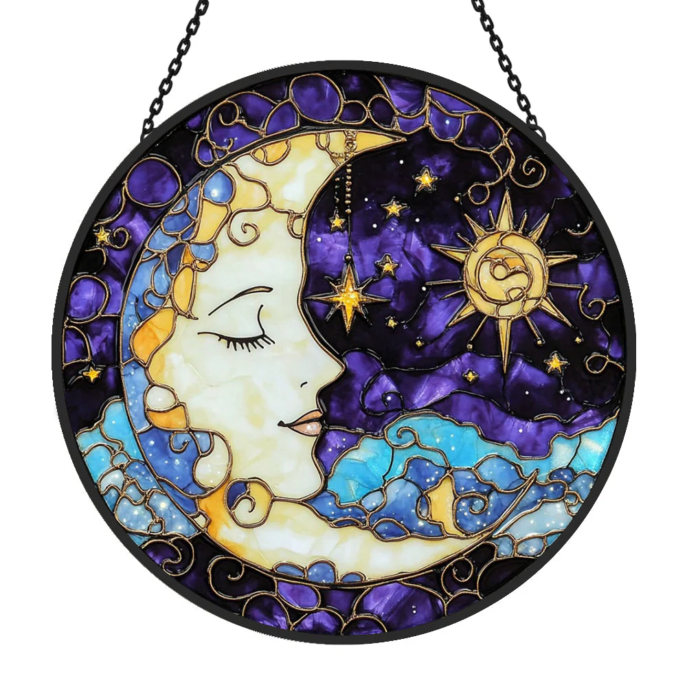 Déesse de la Lune Attrape-Soleil Décoratif en Vitrail à Suspendre - Image 3