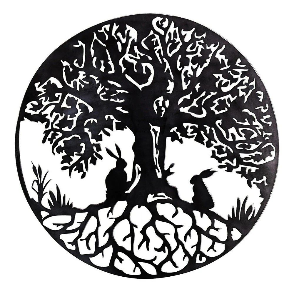 Deux Lapins et Arbre de la Vie Métal Décoratif Mural - Image 8