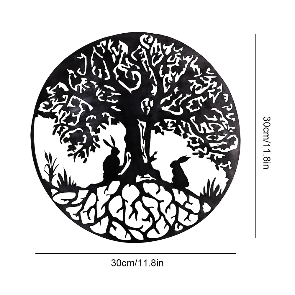 Deux Lapins et Arbre de la Vie Métal Décoratif Mural - Image 9