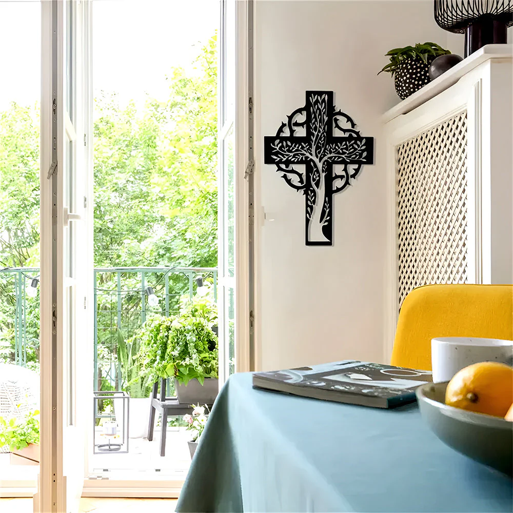 Dieu Logo Métal Croix Symbole Arbre de la Vie Décor Mural - Image 7
