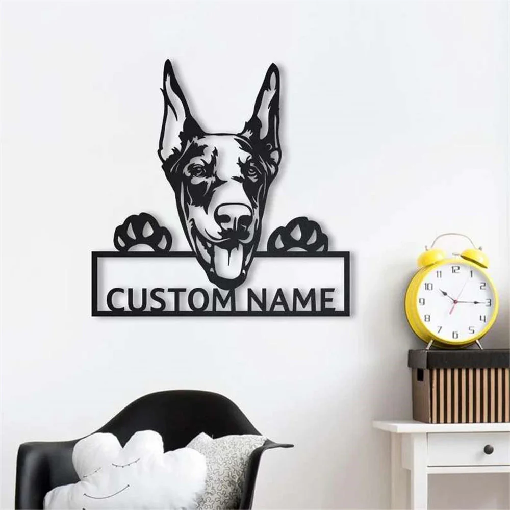 Doberman Art Mural en Métal Personnalisé pour Amoureux des Chiens