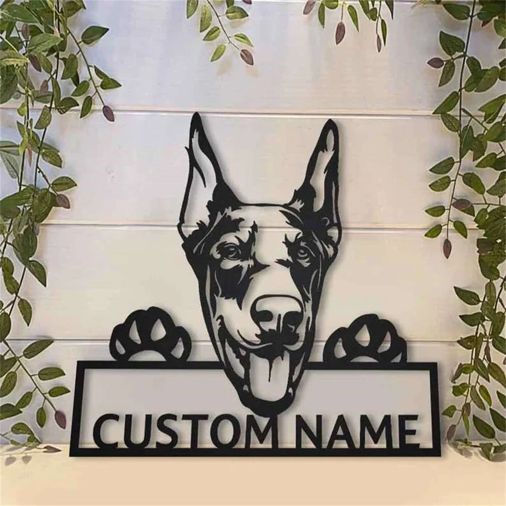 Doberman Art Mural en Métal Personnalisé pour Amoureux des Chiens - Image 2