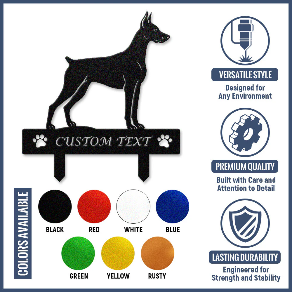 Dobermann Silhouette de Chien Personnalisée Piquet de Jardin en Métal - Image 10