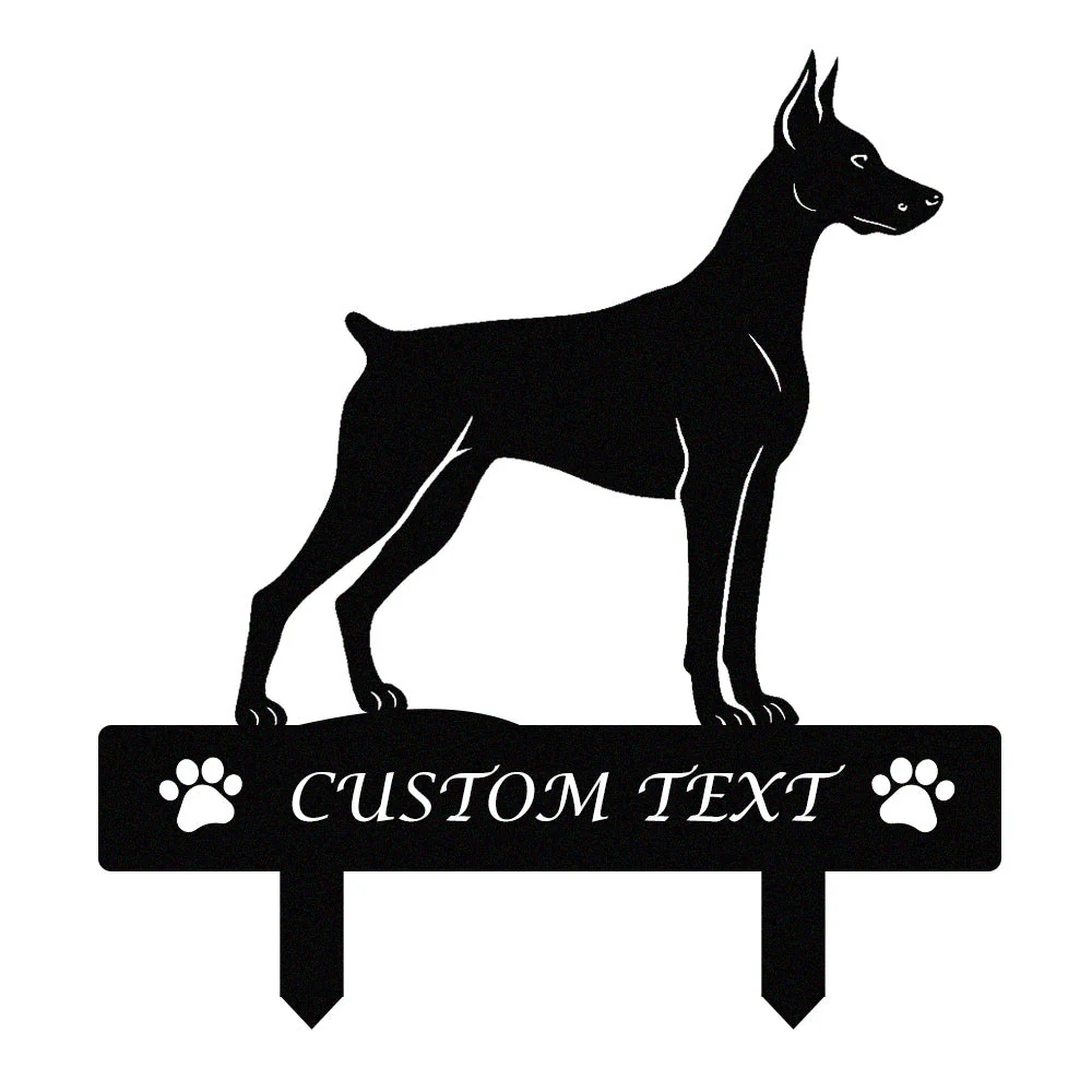 Dobermann Silhouette de Chien Personnalisée Piquet de Jardin en Métal - Image 9
