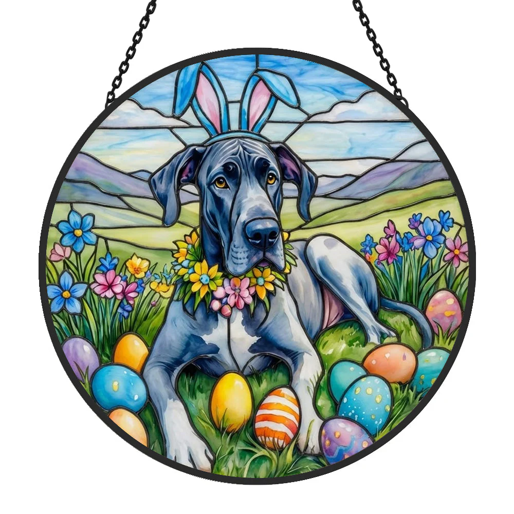 Dogue Allemand Attrape-Soleil en Vitrail - Décoration Suspendue pour Fenêtre - Image 3