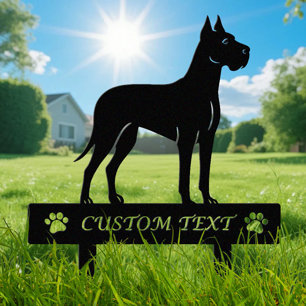 Dogue Allemand Silhouette de Chien Personnalisée Piquet de Jardin en Métal