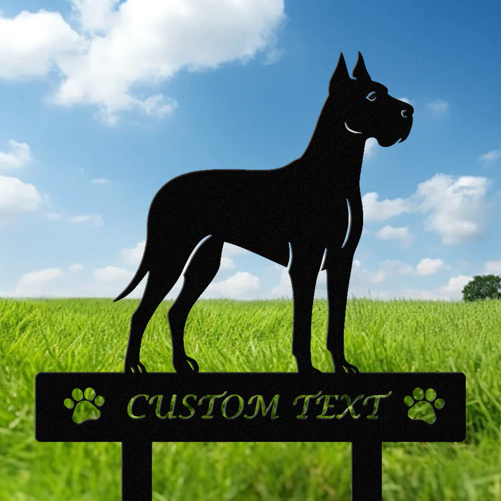 Dogue Allemand Silhouette de Chien Personnalisée Piquet de Jardin en Métal - Image 2