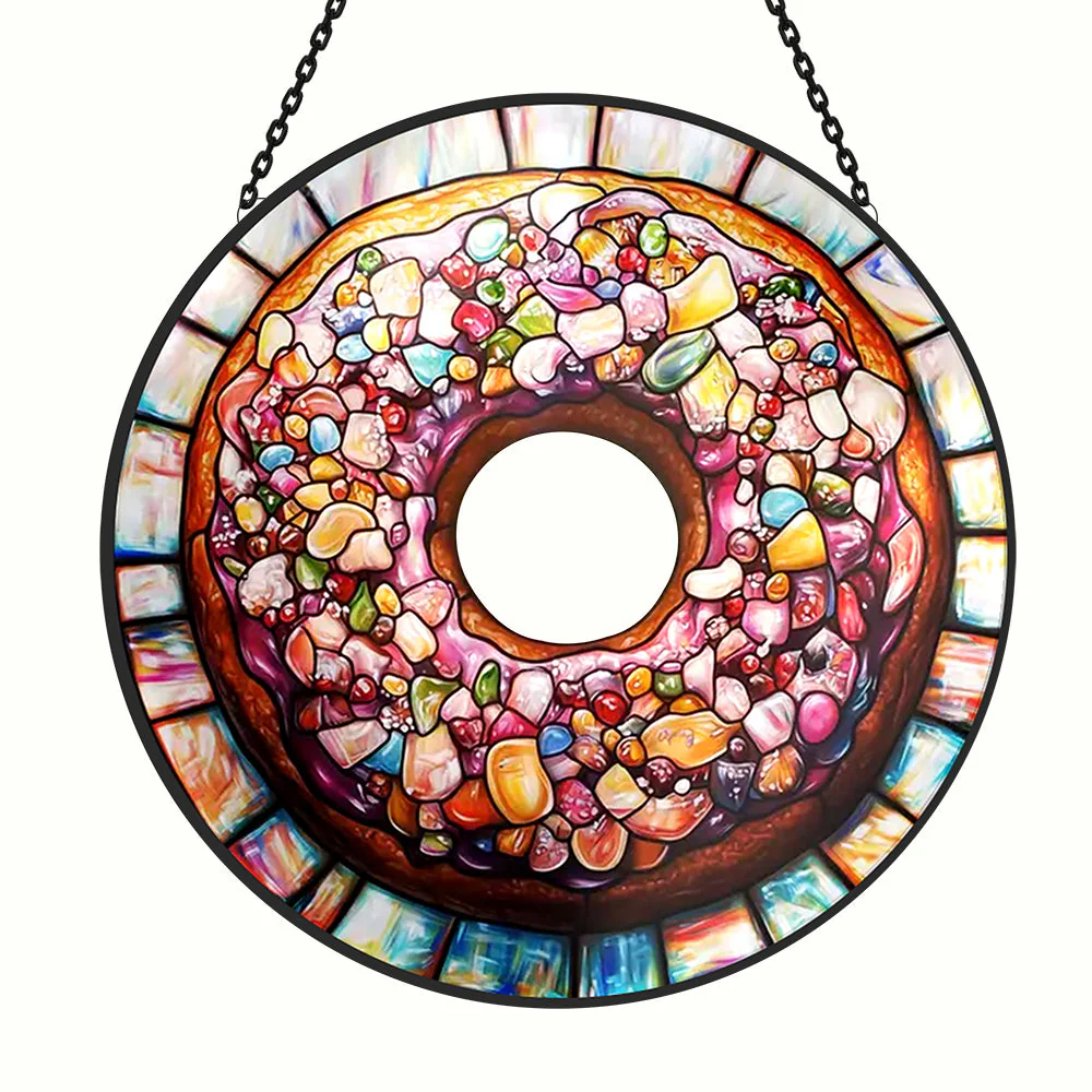 Donut Attrape-Soleil Décoratif en Vitrail à Suspendre - Image 3
