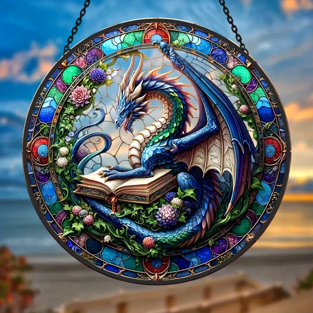Dragon Attrape-Soleil Décoratif en Vitrail à Suspendre - Image 2