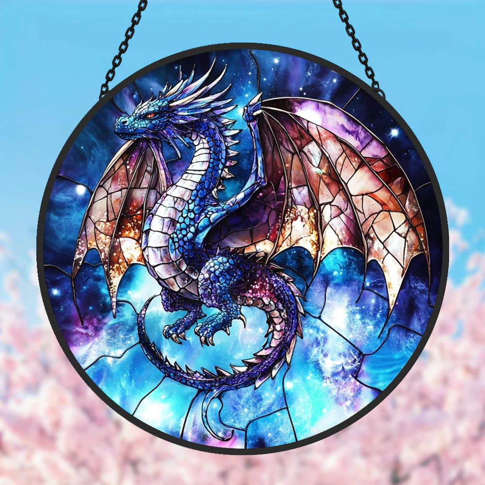 Dragon Volant Attrape-Soleil Décoratif en Vitrail à Suspendre - Image 2