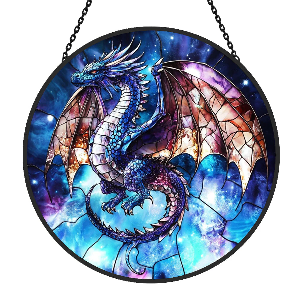 Dragon Volant Attrape-Soleil Décoratif en Vitrail à Suspendre - Image 4