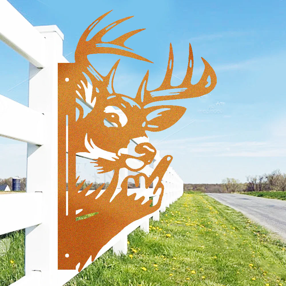 Élan Rigolo Montrant le Doigt Plaque Métallique – Décoration de Jardin Animale Espiègle - Image 2