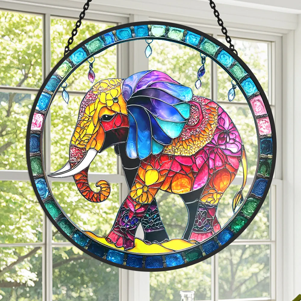 Éléphant Attrape-Soleil Décoratif en Vitrail à Suspendre - Image 2