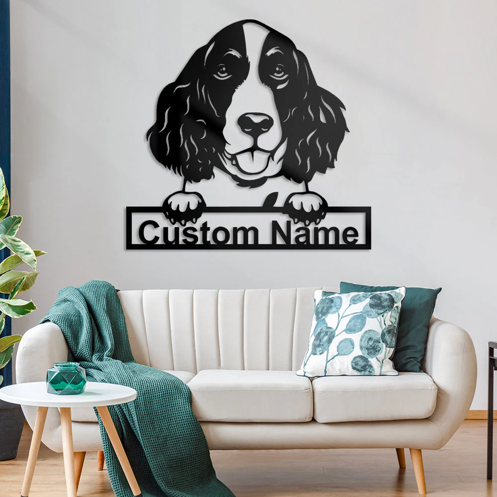 English Springer Spaniel Art Mural en Métal Personnalisé pour Amoureux des Chiens