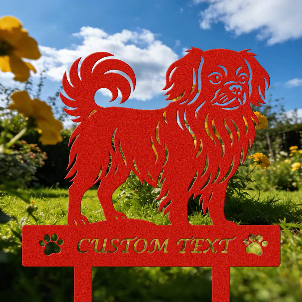 Épagneul Tibétain Silhouette de Chien Personnalisée Piquet de Jardin en Métal - Image 3