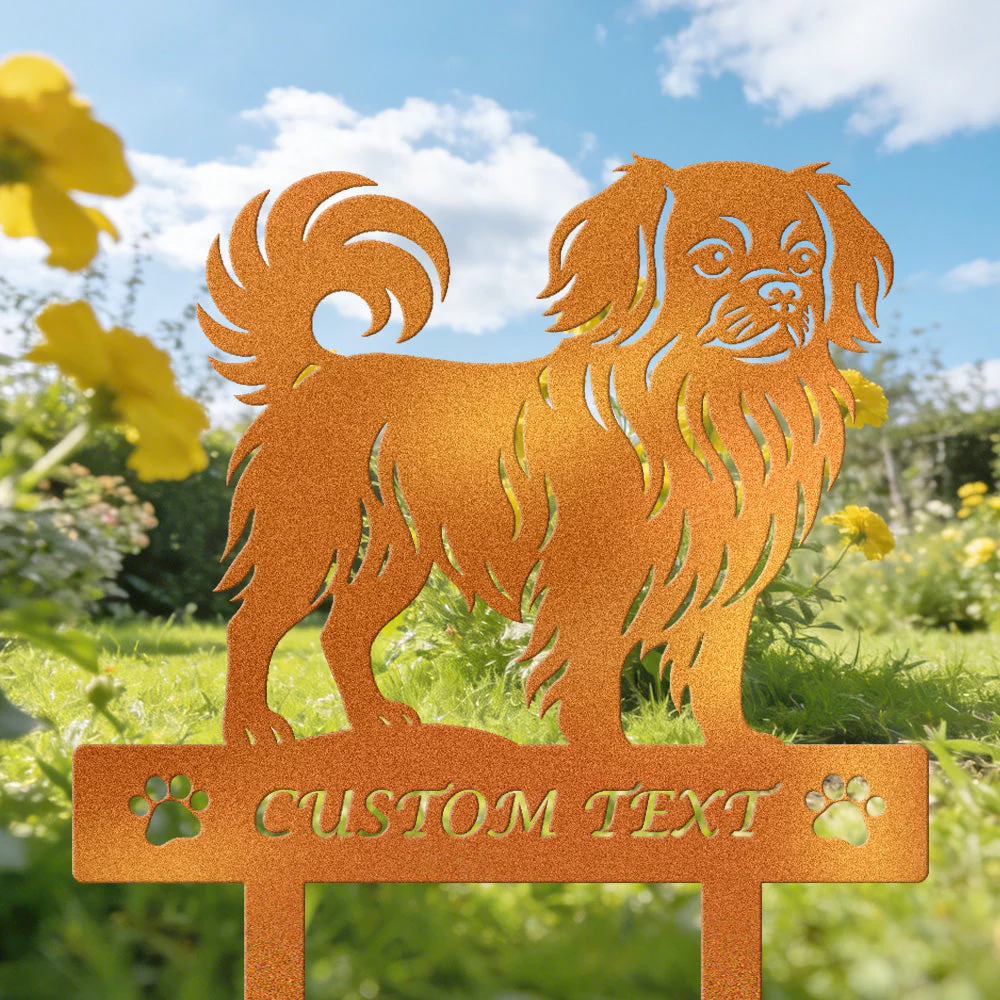 Épagneul Tibétain Silhouette de Chien Personnalisée Piquet de Jardin en Métal - Image 4