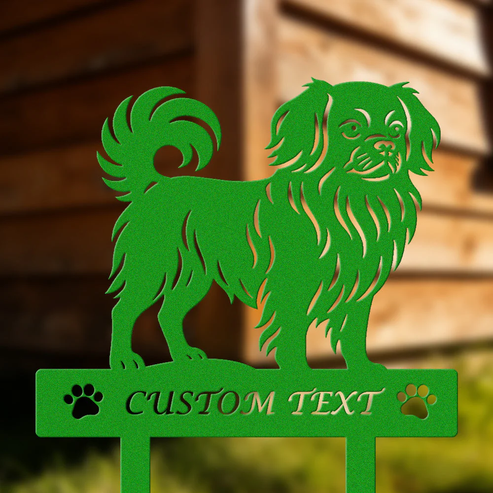 Épagneul Tibétain Silhouette de Chien Personnalisée Piquet de Jardin en Métal - Image 5