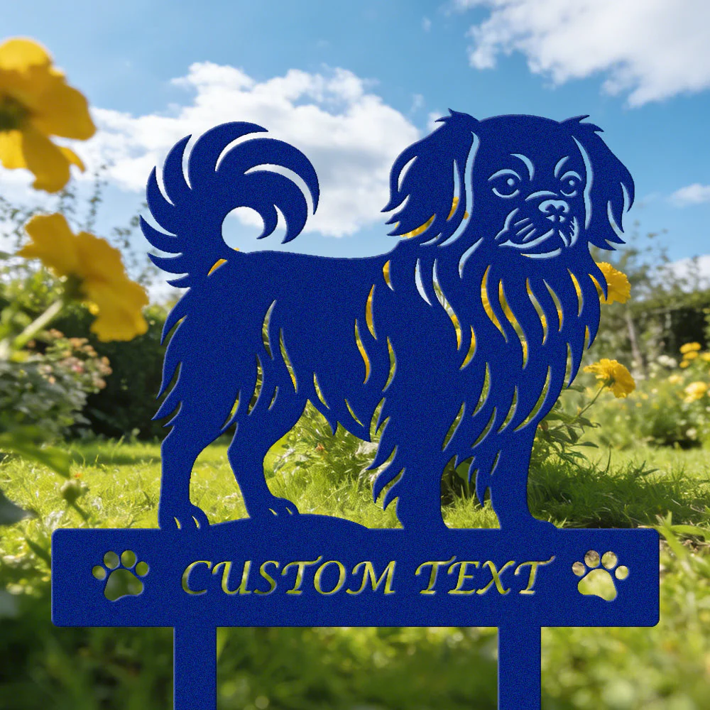 Épagneul Tibétain Silhouette de Chien Personnalisée Piquet de Jardin en Métal - Image 6