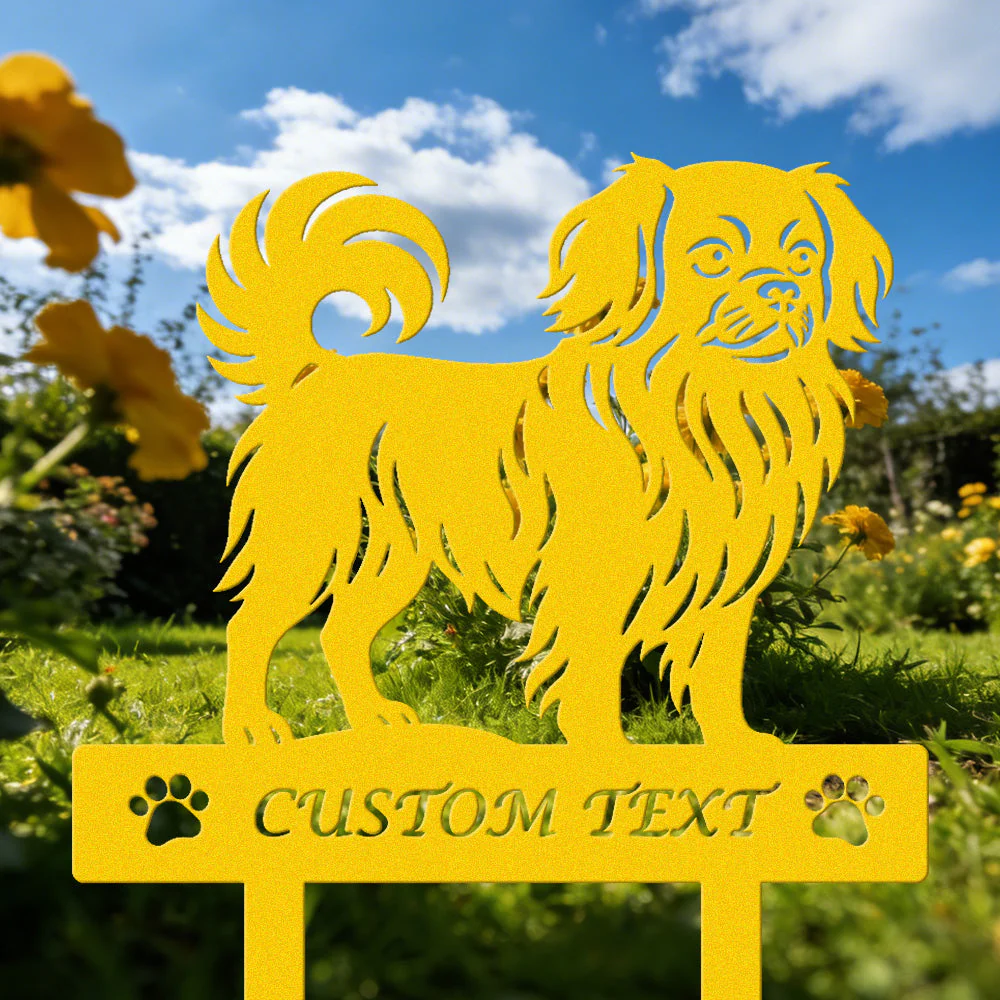 Épagneul Tibétain Silhouette de Chien Personnalisée Piquet de Jardin en Métal - Image 7