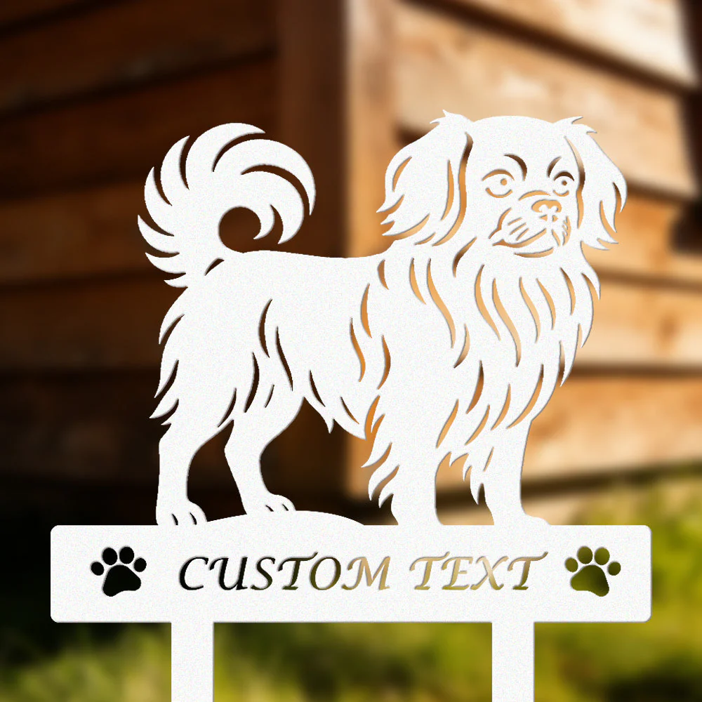 Épagneul Tibétain Silhouette de Chien Personnalisée Piquet de Jardin en Métal - Image 8