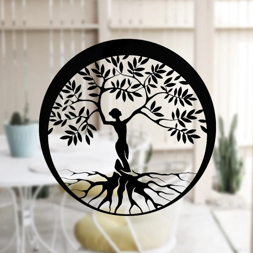 Femme Arbre de la Vie Art Mural en Métal - Image 2