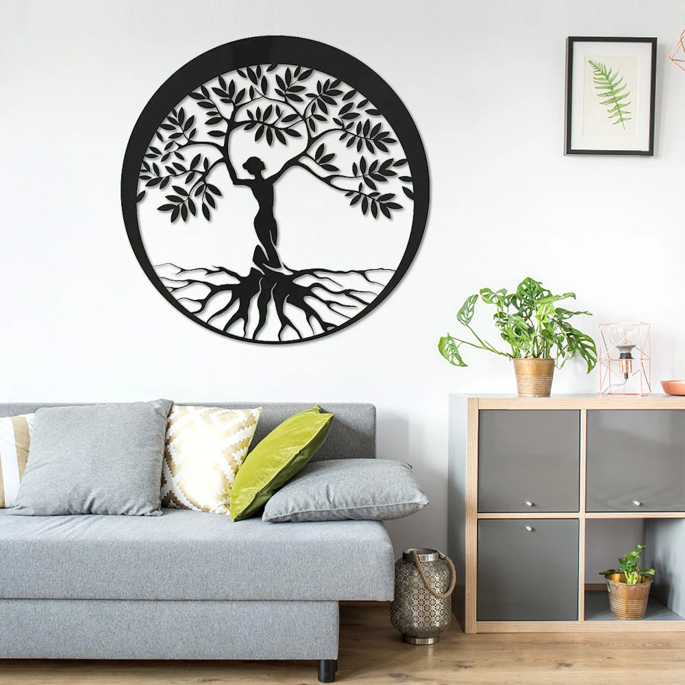 Femme Arbre de la Vie Art Mural en Métal - Image 8
