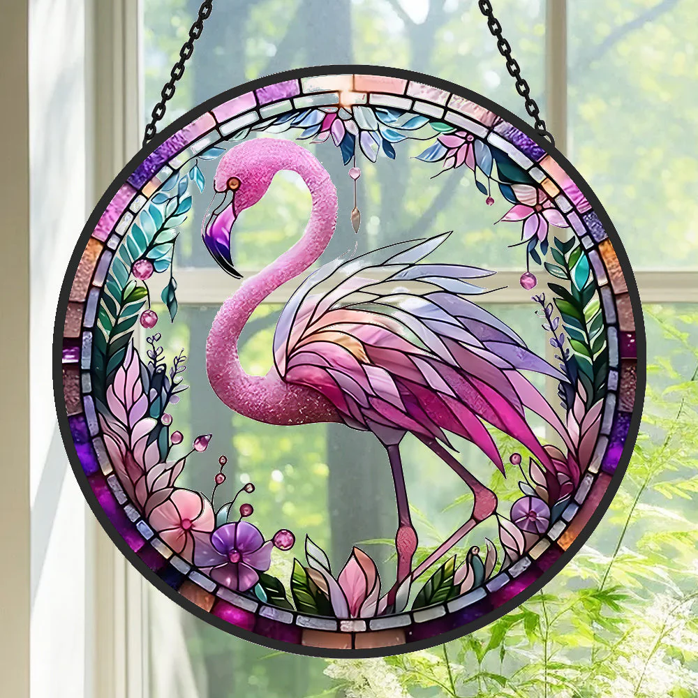 Flamant Attrape-Soleil Décoratif en Vitrail à Suspendre - Image 2