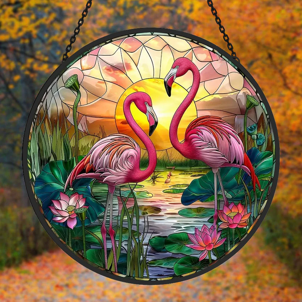 Flamant Attrape-Soleil Décoratif en Vitrail à Suspendre - Image 2