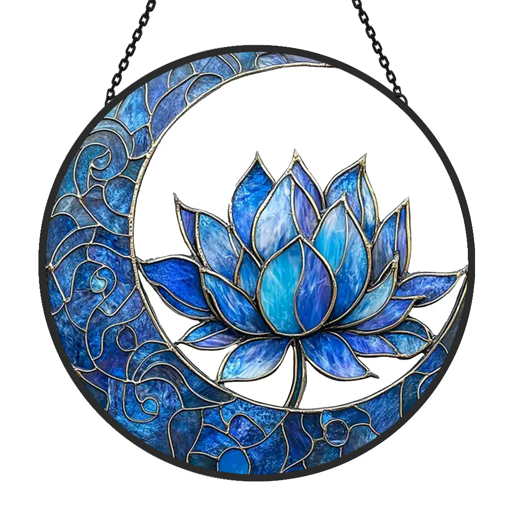 Fleur de Lotus Attrape-Soleil Décoratif en Vitrail à Suspendre - Image 3