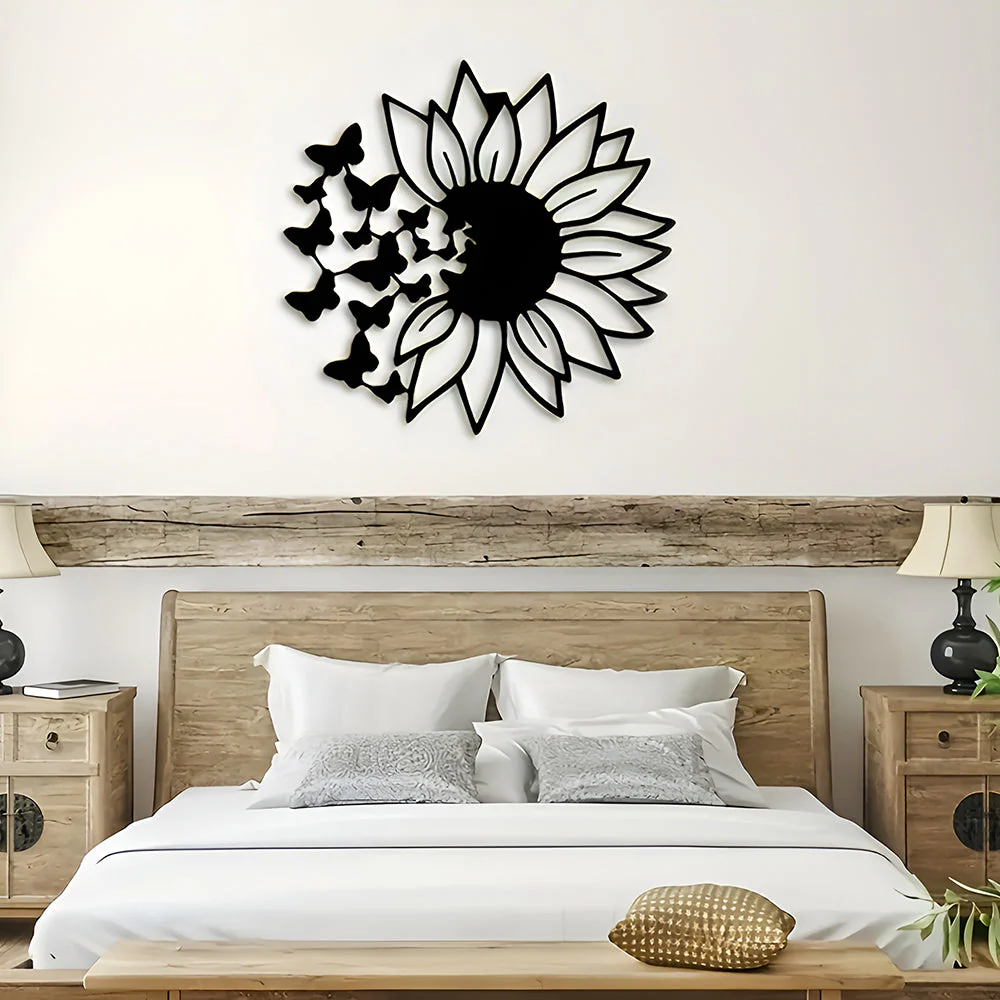 Fleur de Soleil Métal Décoratif Mural - Image 3