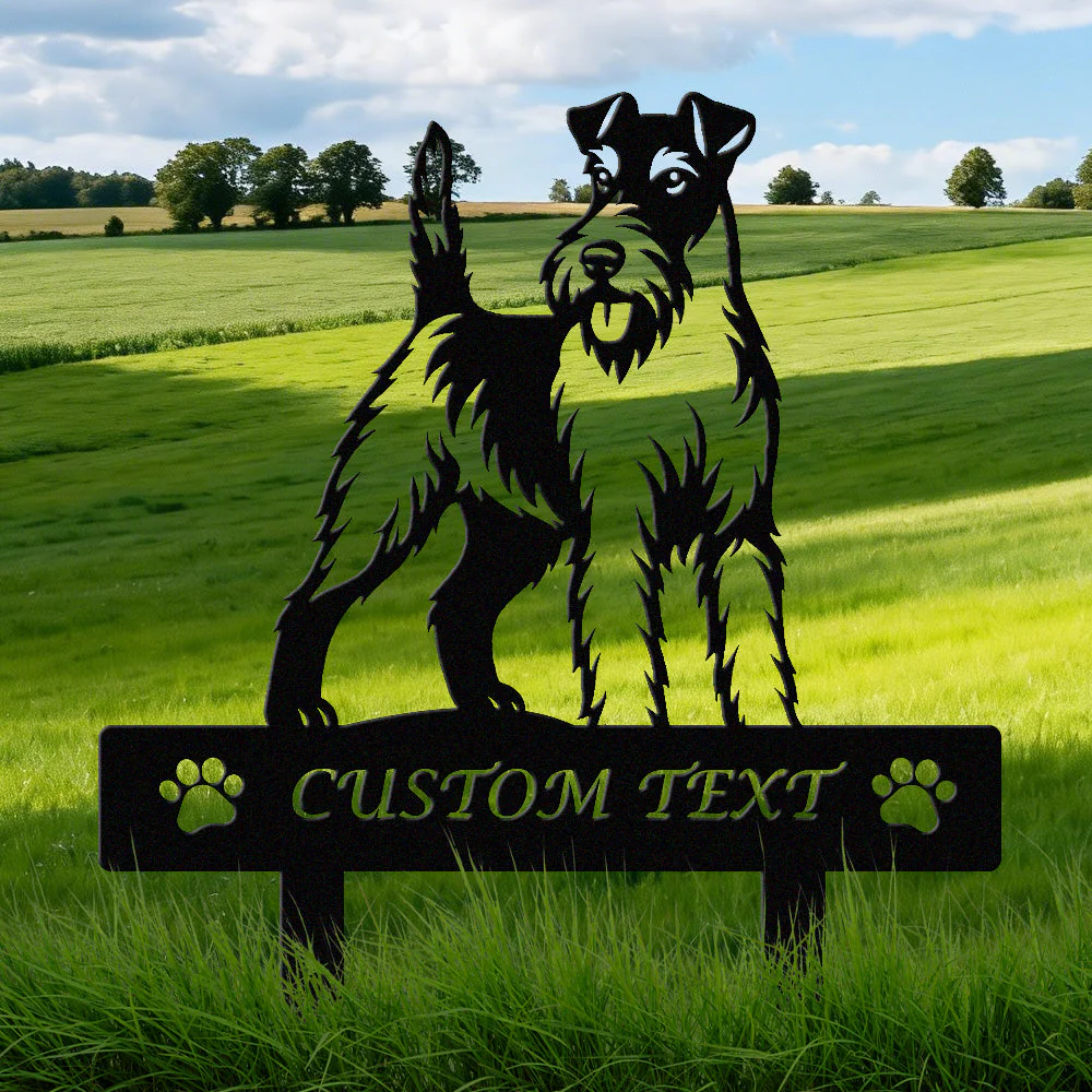 Fox Terrier à Poil Dur Silhouette de Chien Personnalisée Piquet de Jardin en Métal