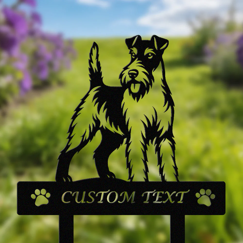 Fox Terrier à Poil Dur Silhouette de Chien Personnalisée Piquet de Jardin en Métal - Image 2