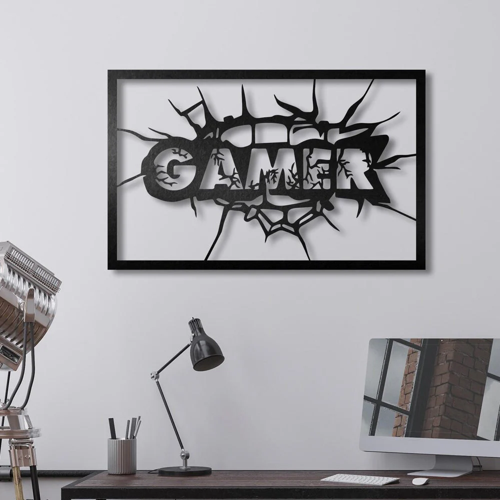 Gamer Plaque en Métal Décoratif Mural