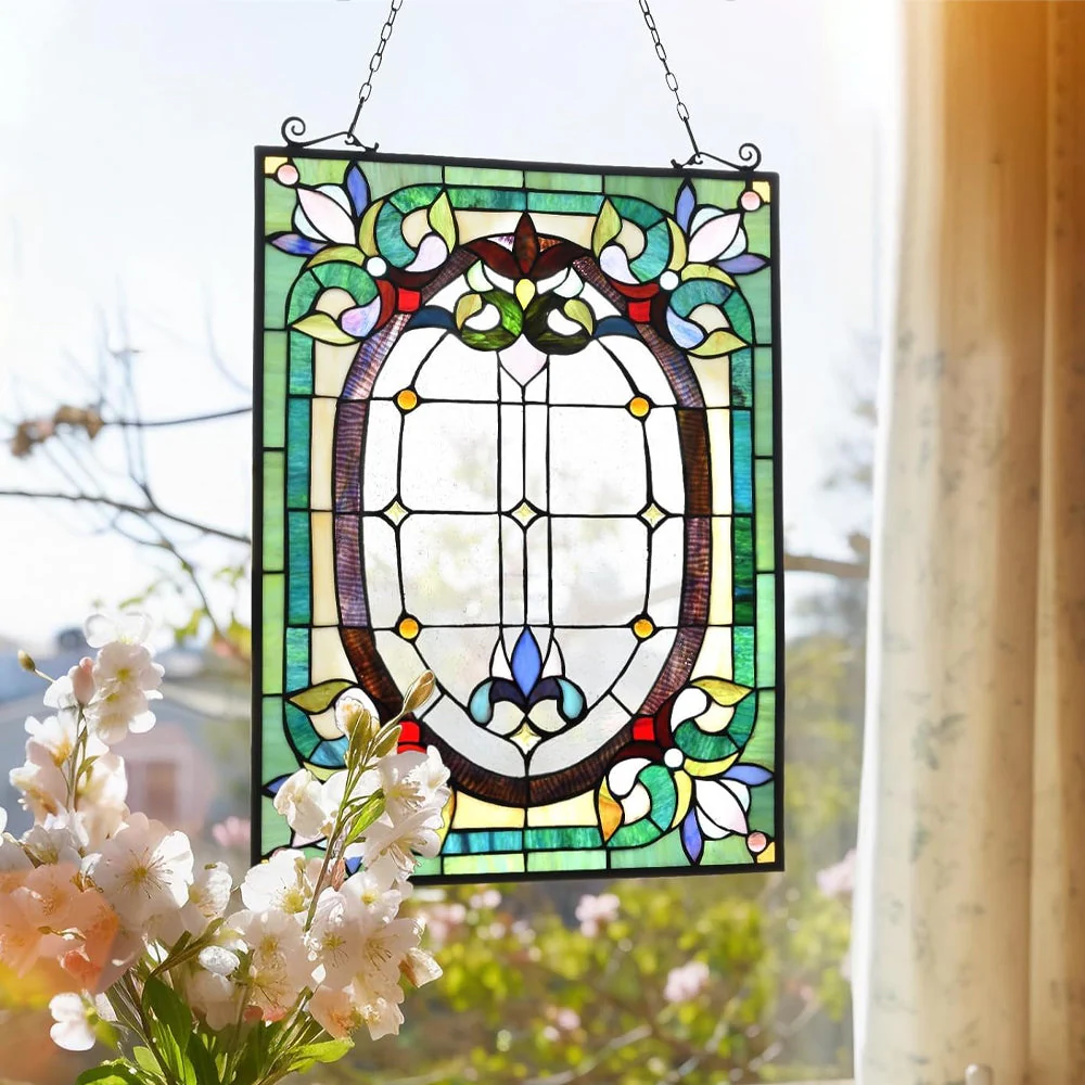 Géométrie Attrape-Soleil Décoratif en Vitrail à Suspendre