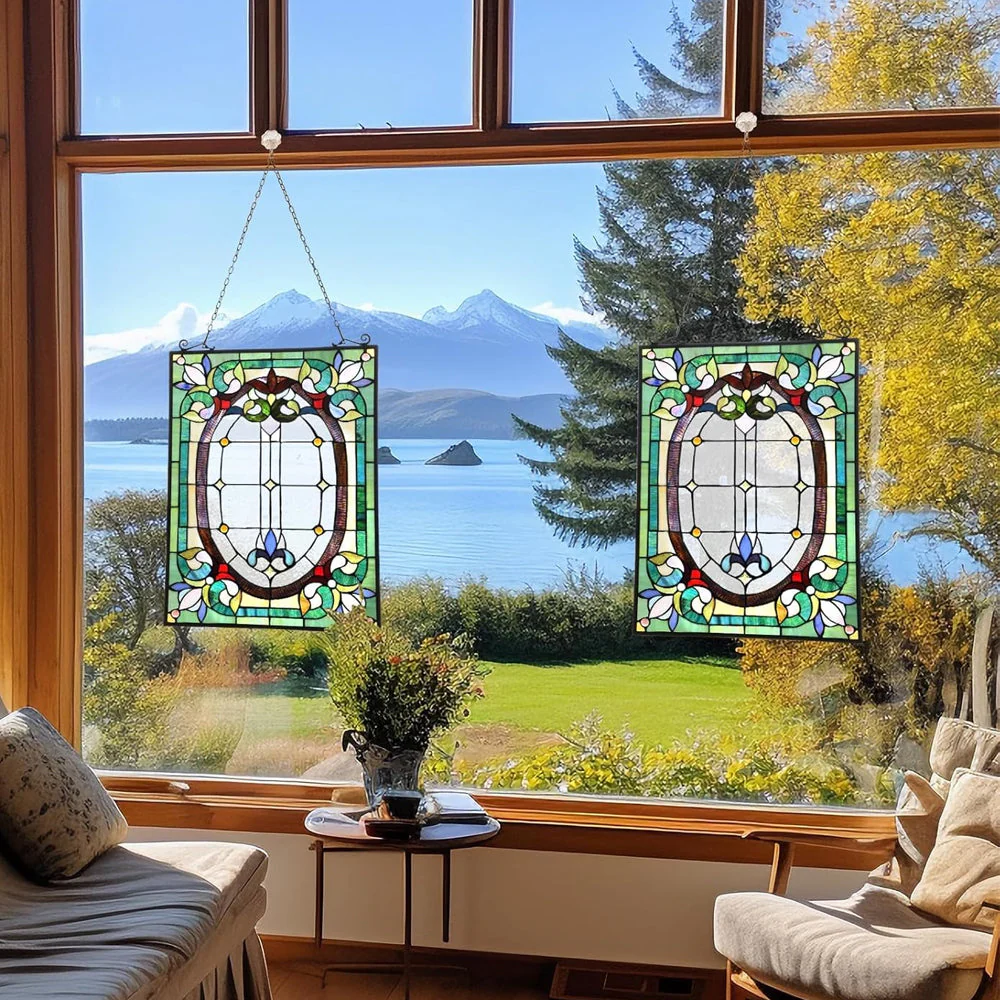 Géométrie Attrape-Soleil Décoratif en Vitrail à Suspendre - Image 2