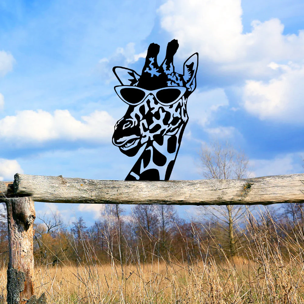 Girafe Curieuse Plaque Métallique – Décoration de Jardin Extérieur Animale - Image 5