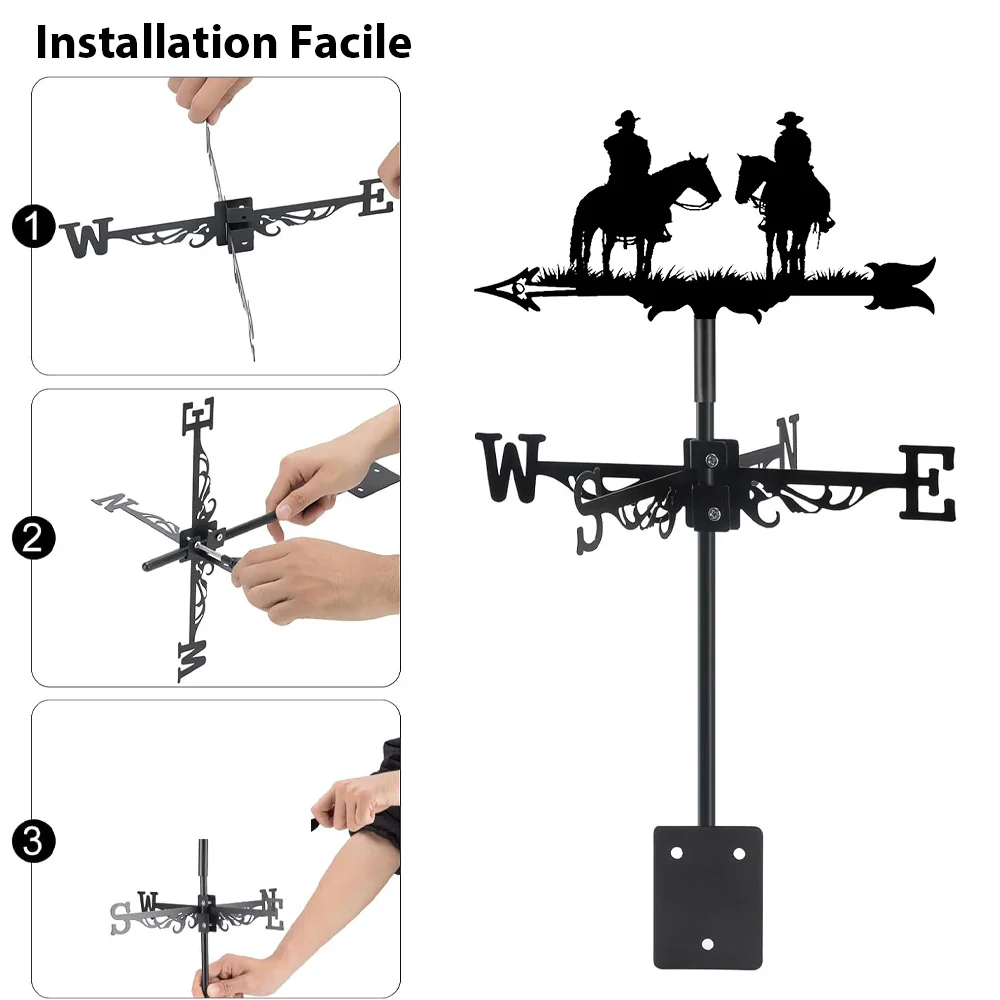 Girouette en Acier Inoxydable 2 Cowboys Western - Image 13