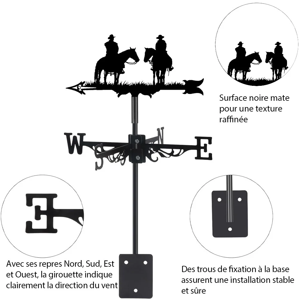 Girouette en Acier Inoxydable 2 Cowboys Western - Image 14