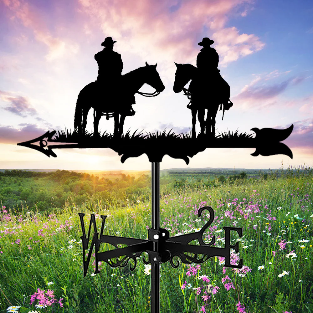 Girouette en Acier Inoxydable 2 Cowboys Western - Image 9
