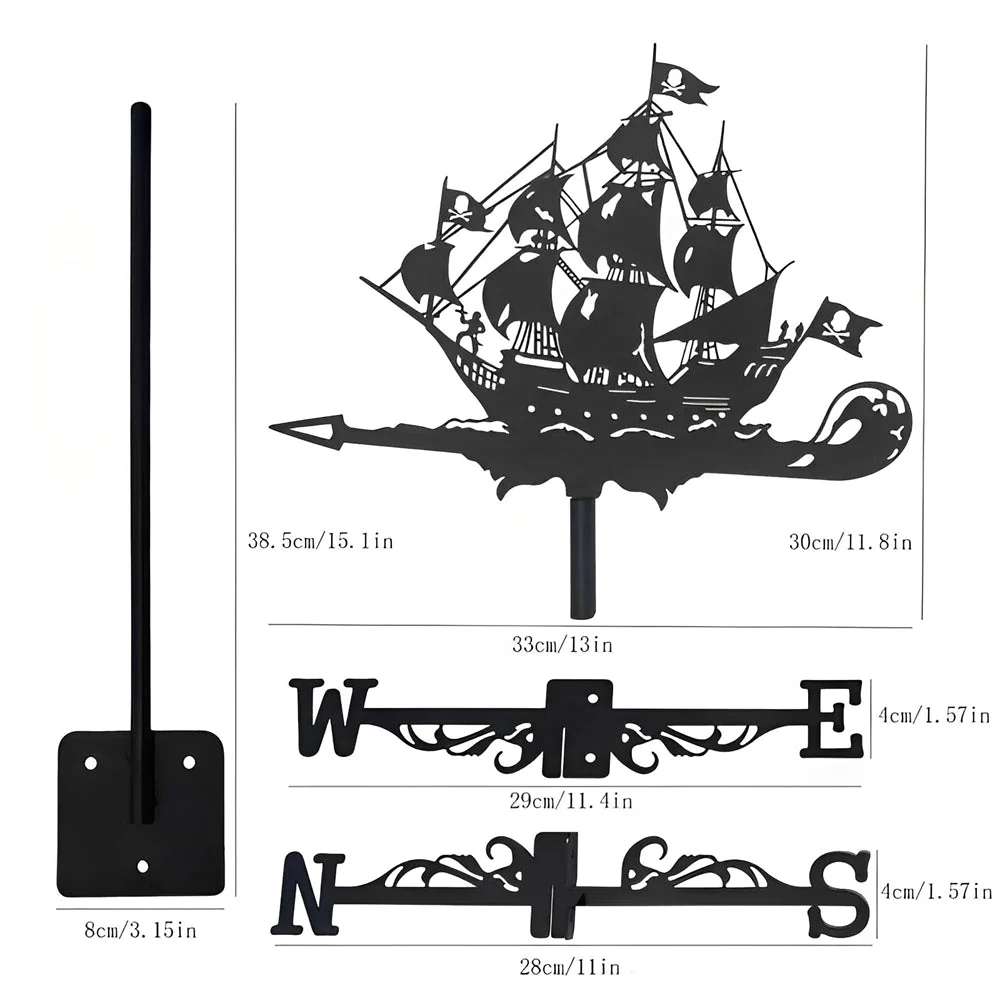 Girouette en Acier Inoxydable Bateau Pirate - Image 10
