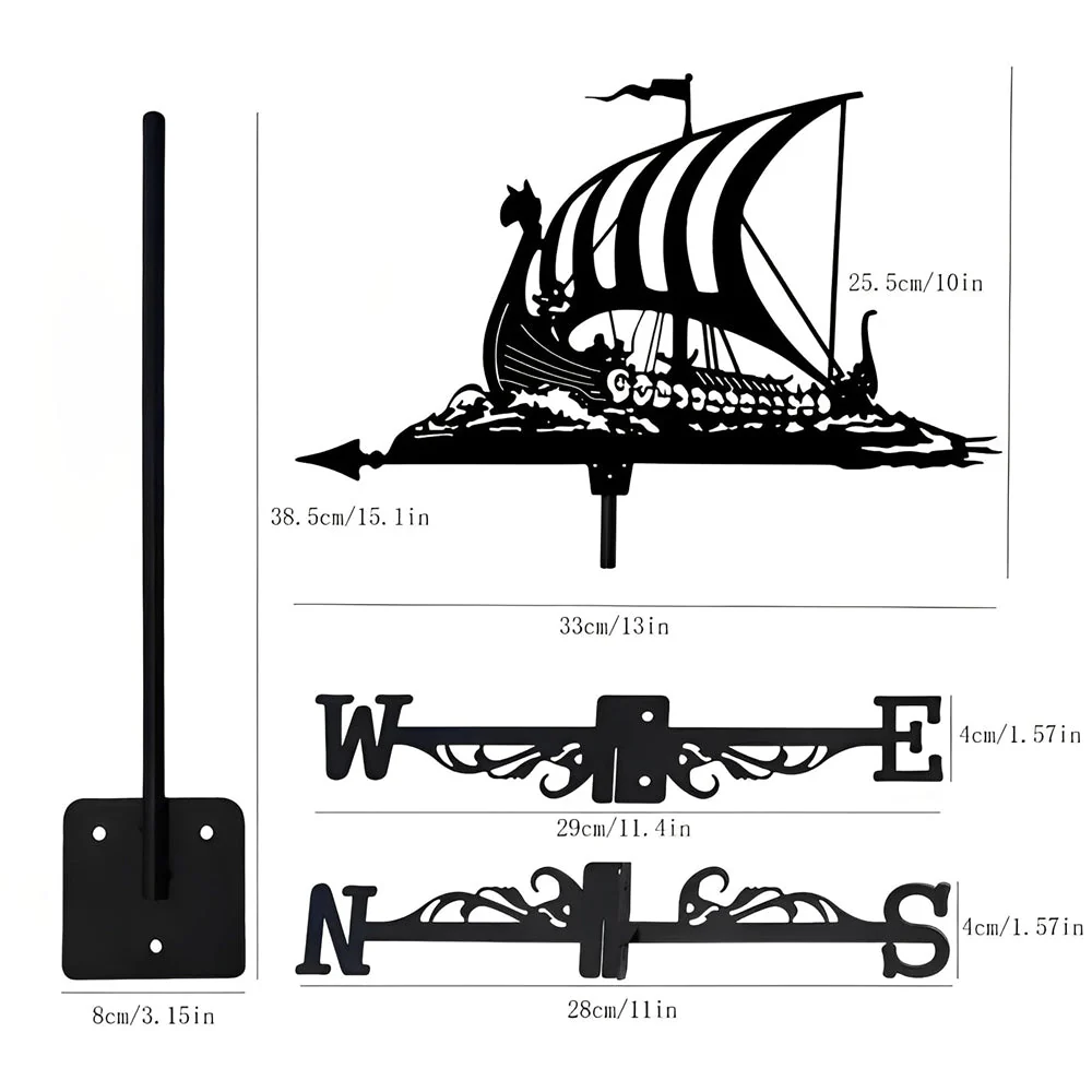Girouette en Acier Inoxydable Bateau Viking de Combat - Image 12