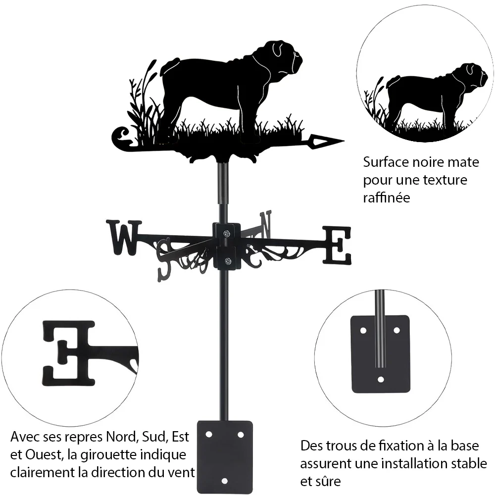 Girouette en Acier Inoxydable Bouledogue - Image 7